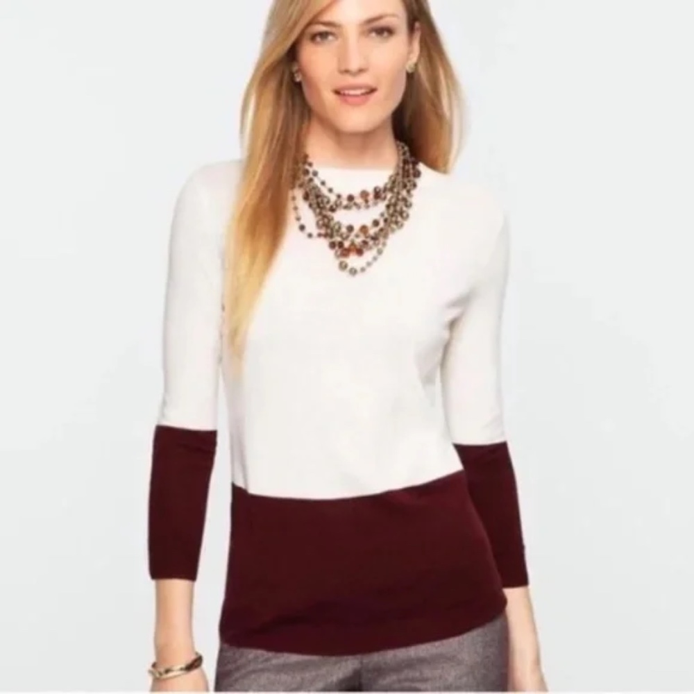 Talbots Merino Wool Colorblock Audrey Sweater